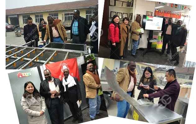 Sudan customers come to test our potato chips processing plant
